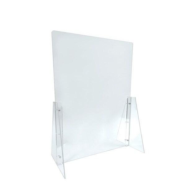 Counter Cashier Shield, Sneeze Guard, Clear Acrylic Protective Barrier. Adjstbl to two heights, 2PK